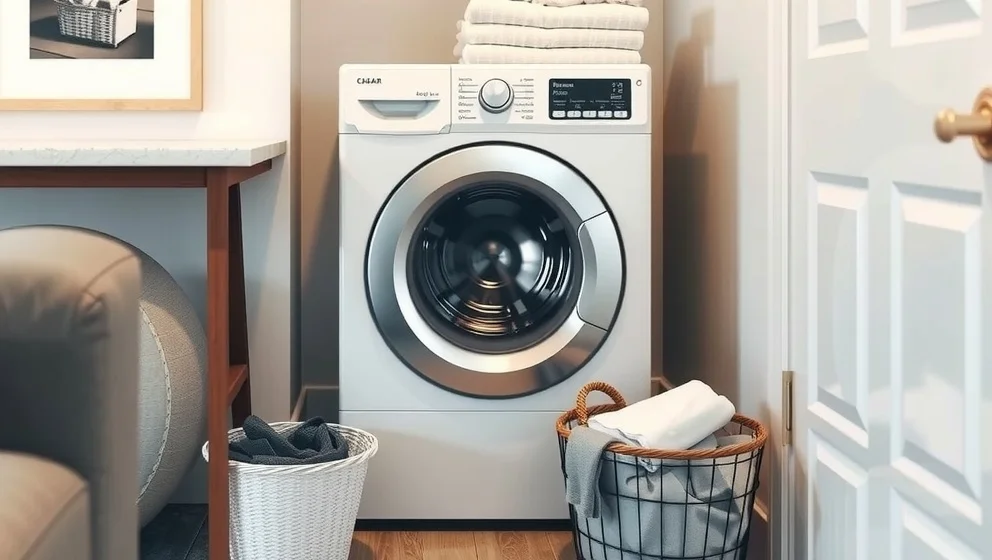Kombinerad tvättmaskin torktumlare sparar plats hemma