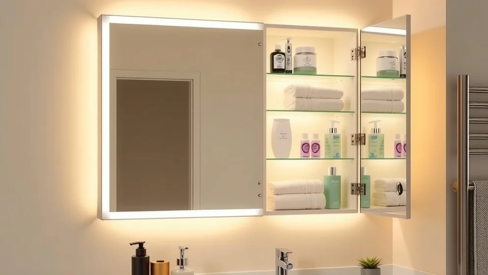 Spegelskåp med belysning gör badrummet bättre
