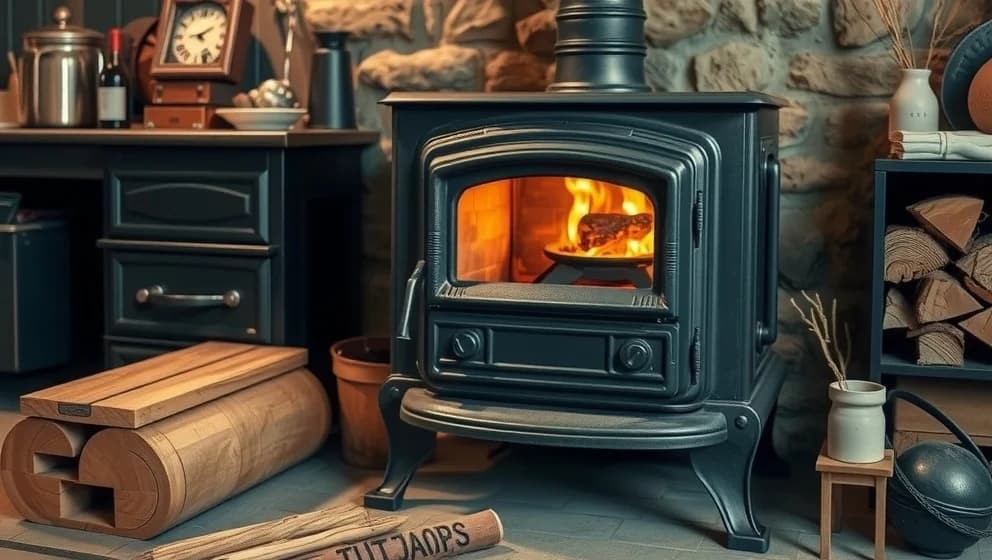 Vedspis med ugn för hemmet